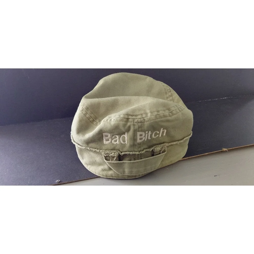 Unknow Autograph handwritten signature olive green distressed cadet Style Cap